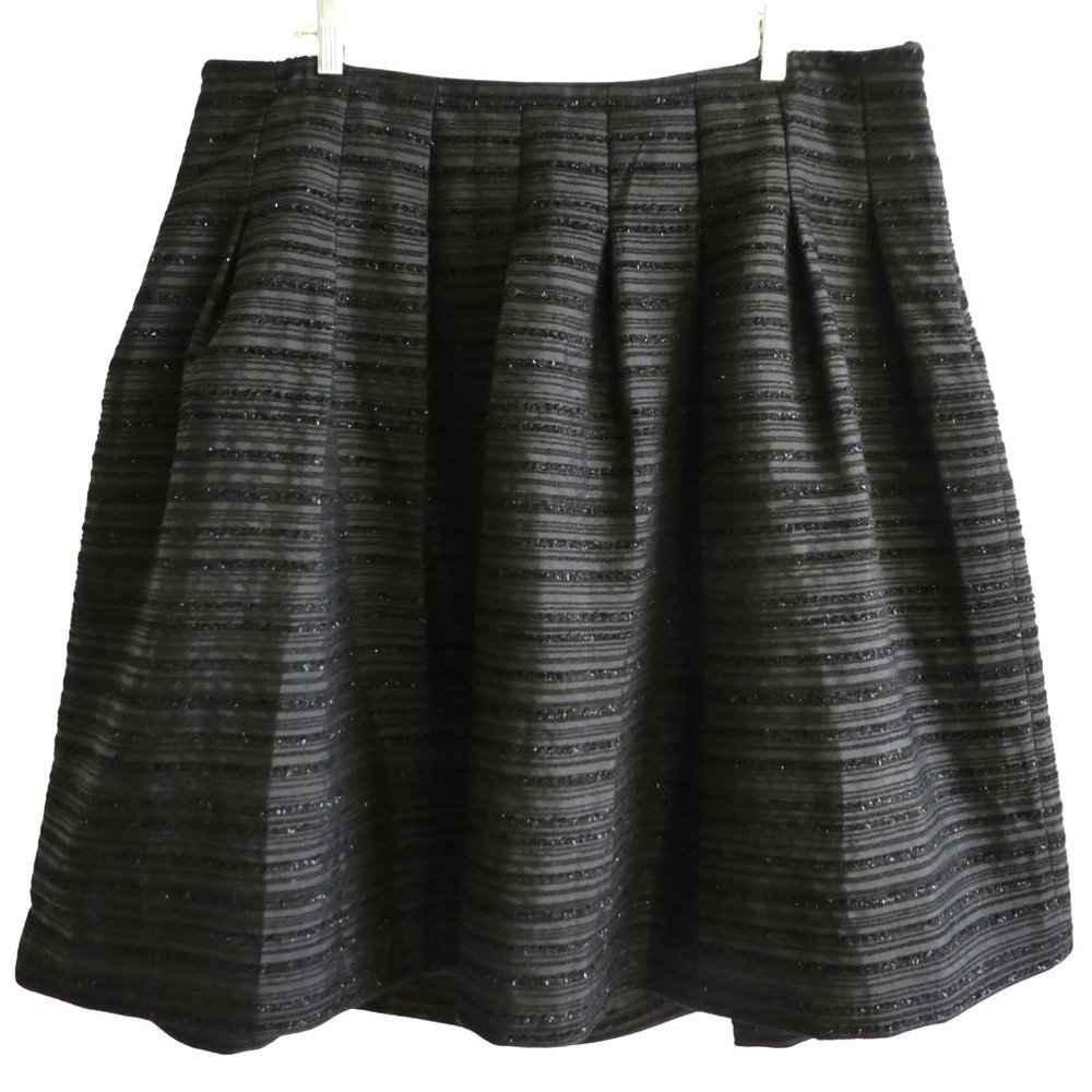 Talbots Woman Evening Black Reflective Skirt Pleated Full Lined Organza Textured